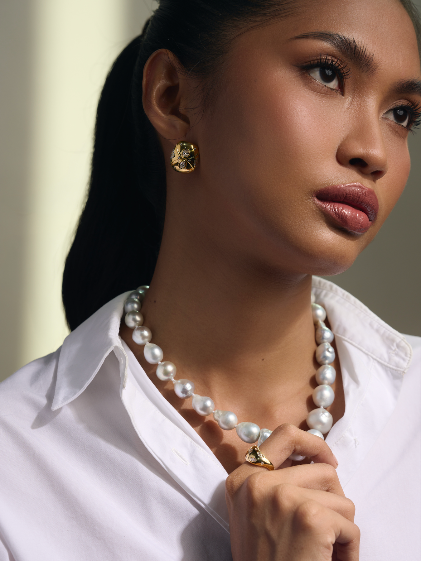 Gray Baroque South Sea Pearl Choker Necklace
