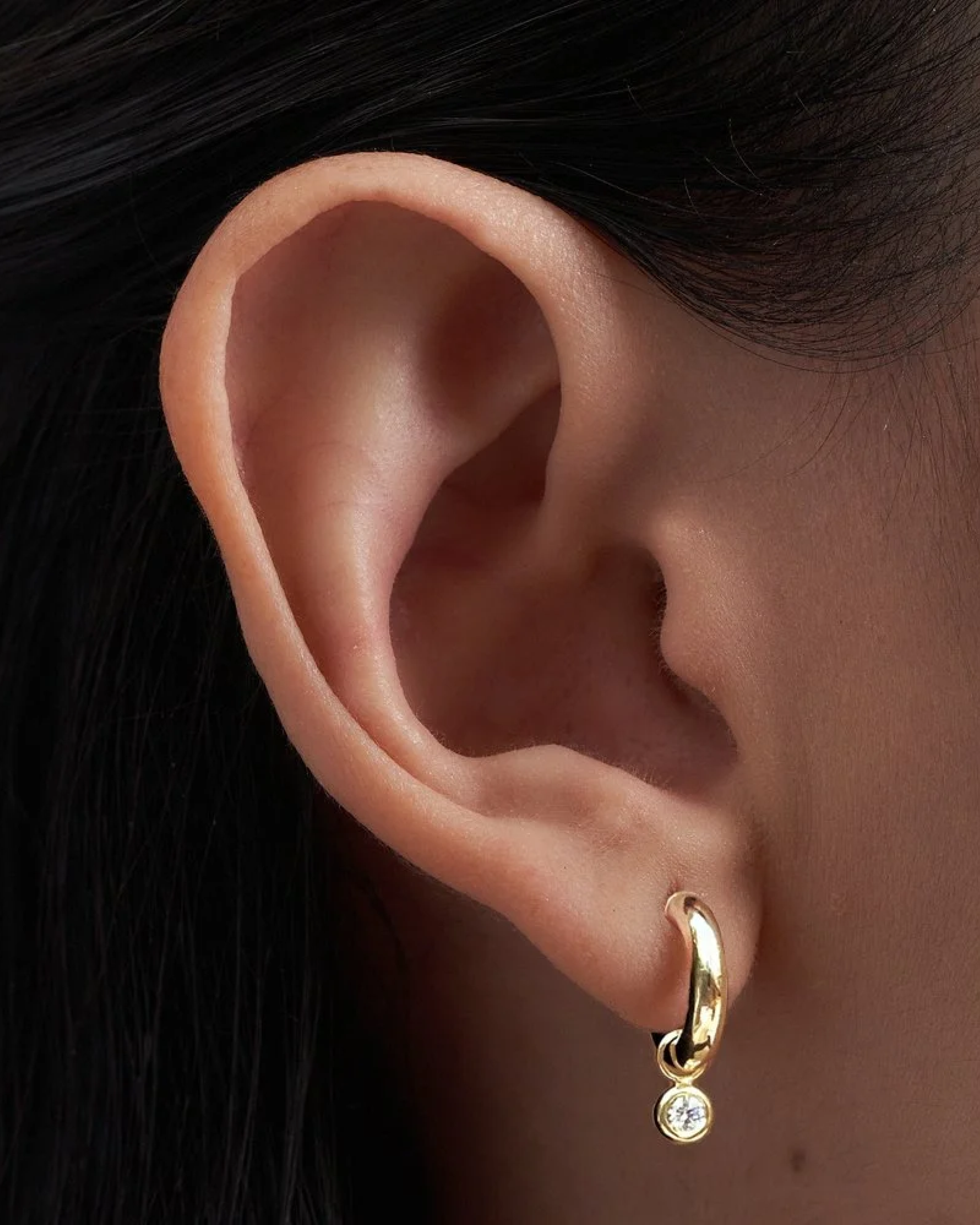 Bezel Set Diamond Hoop Earrings