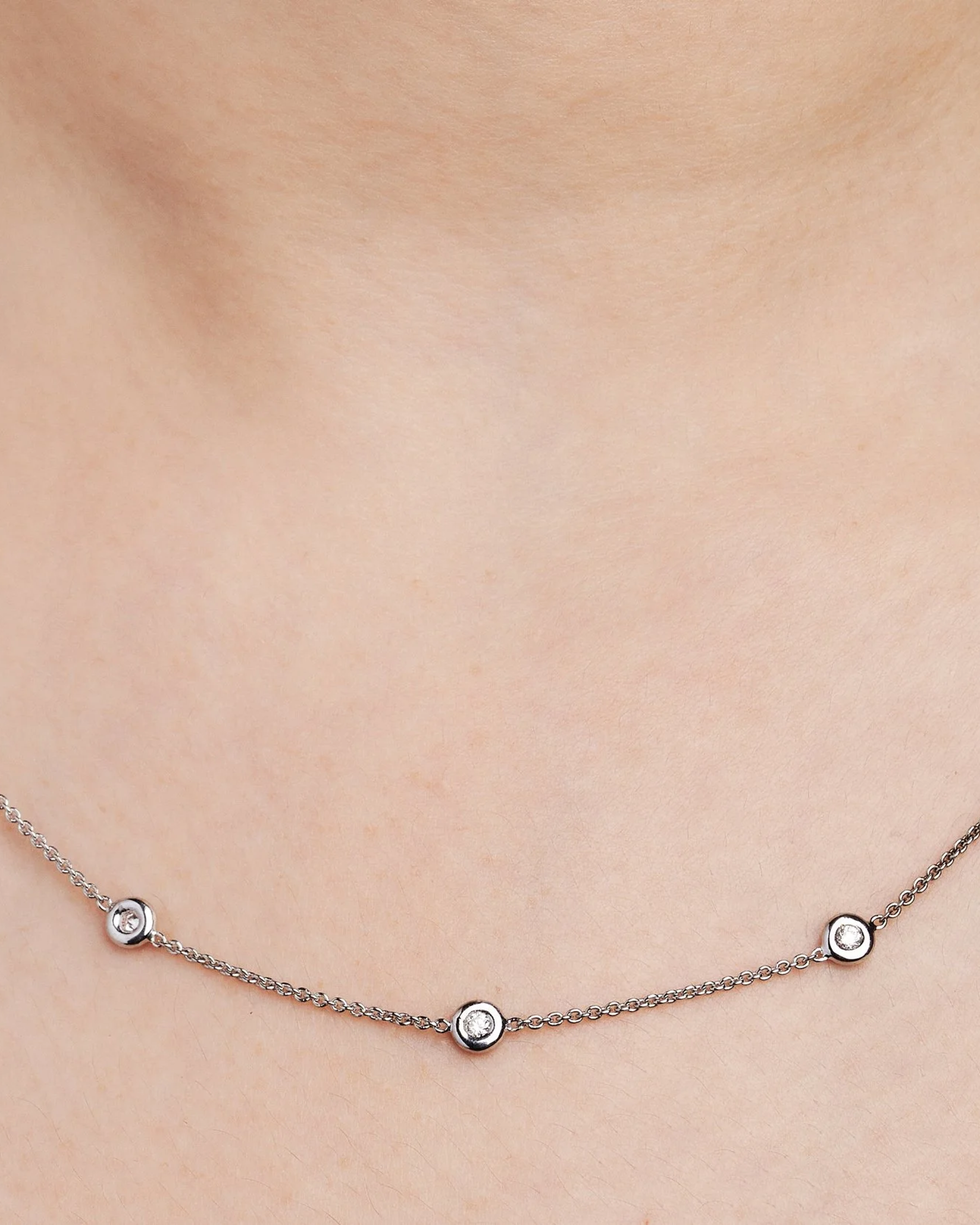 Bezel Set Diamond Station Necklace