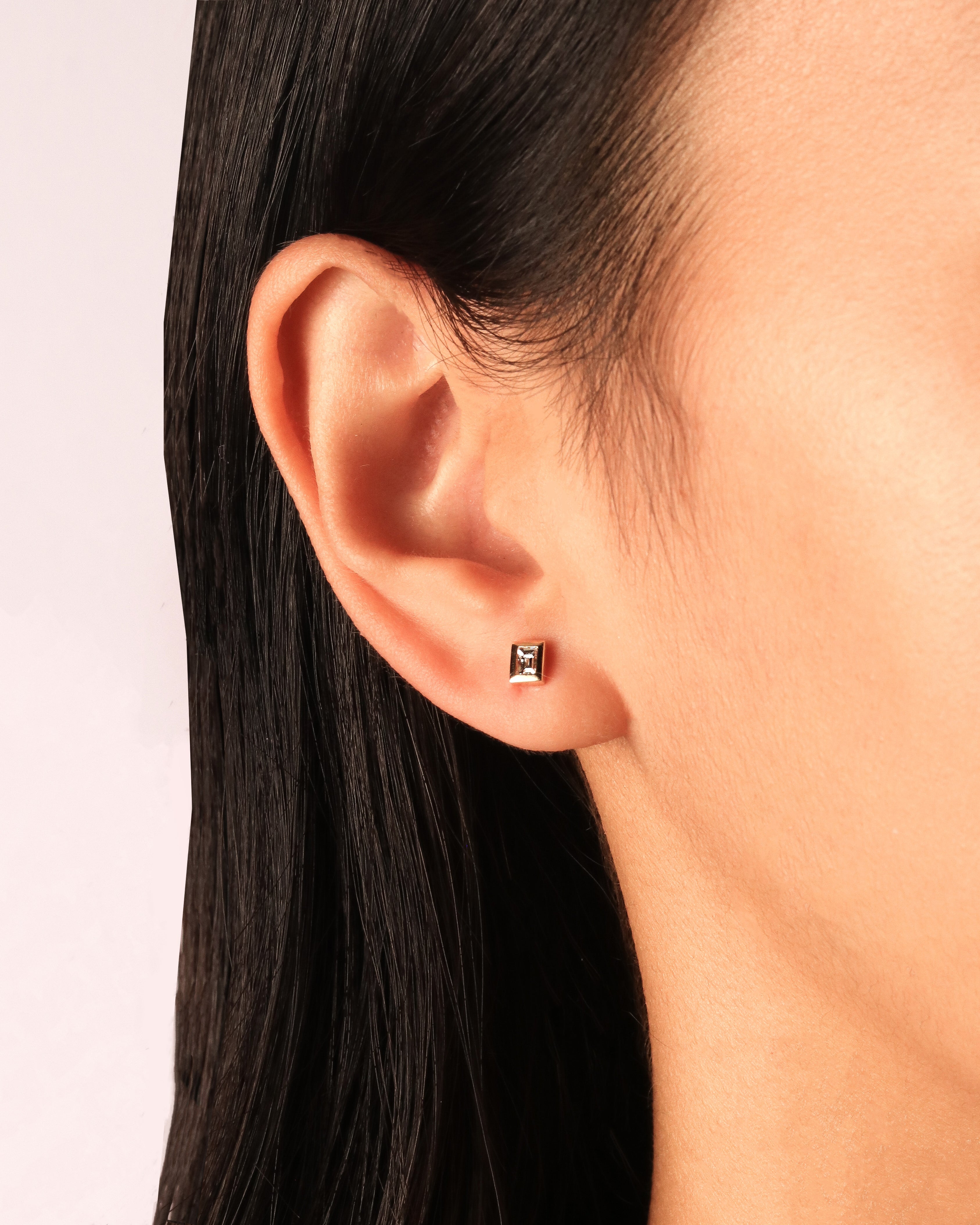 Baguette Diamond Bezel Set Earrings