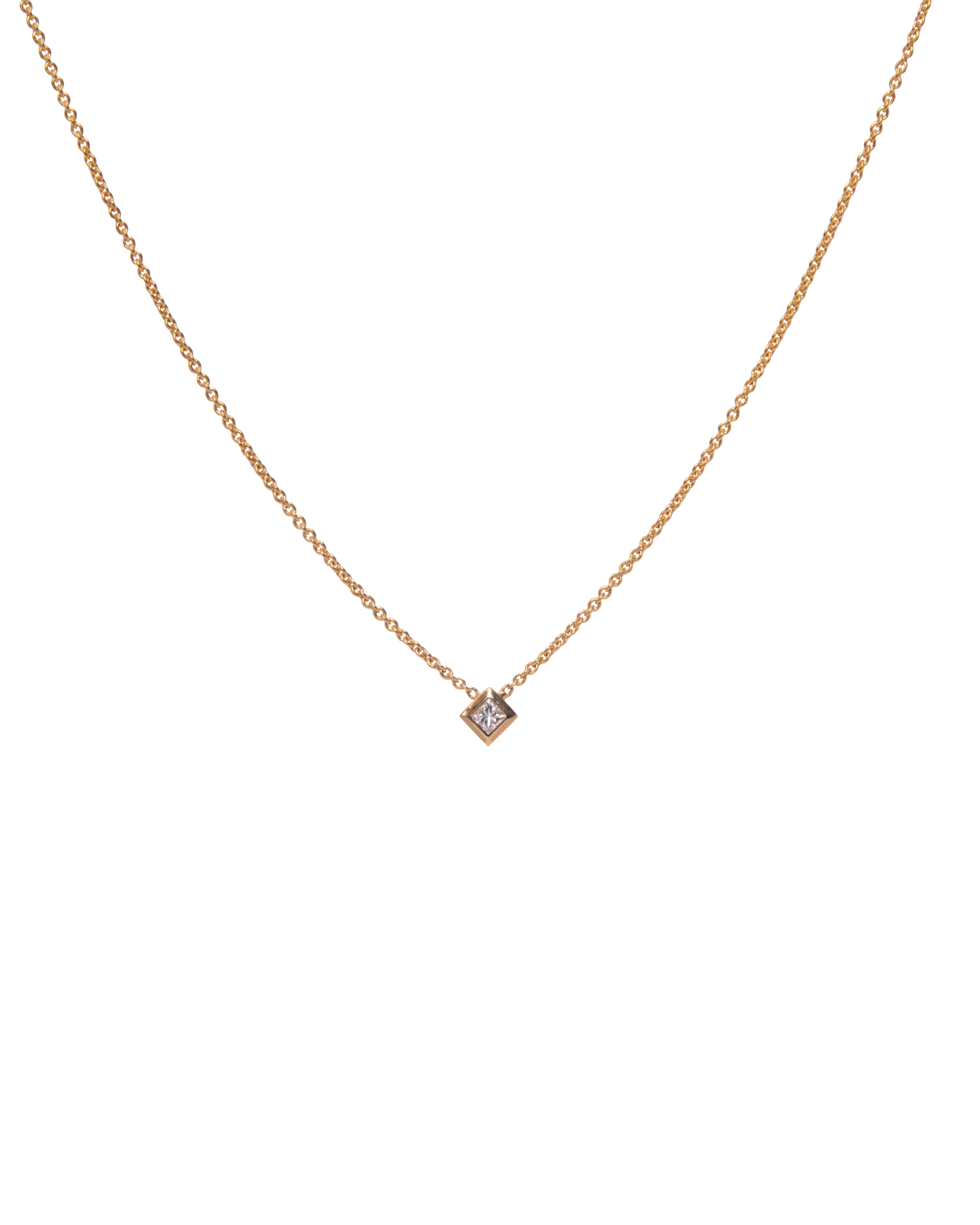 Princess Cut Diamond Bezel Set Solitaire Necklace
