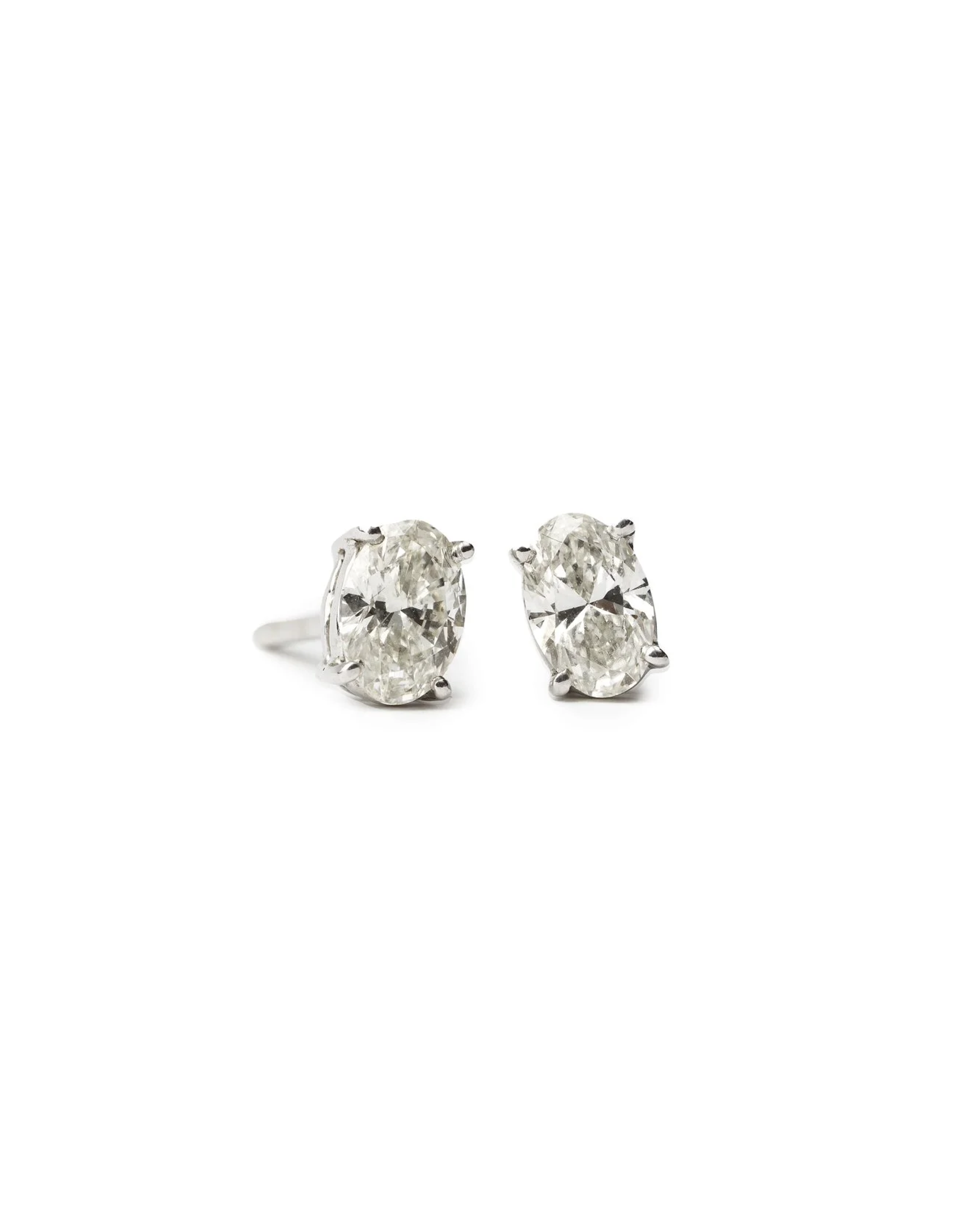 Oval Cut Diamond Prong Set Solitaire Earrings