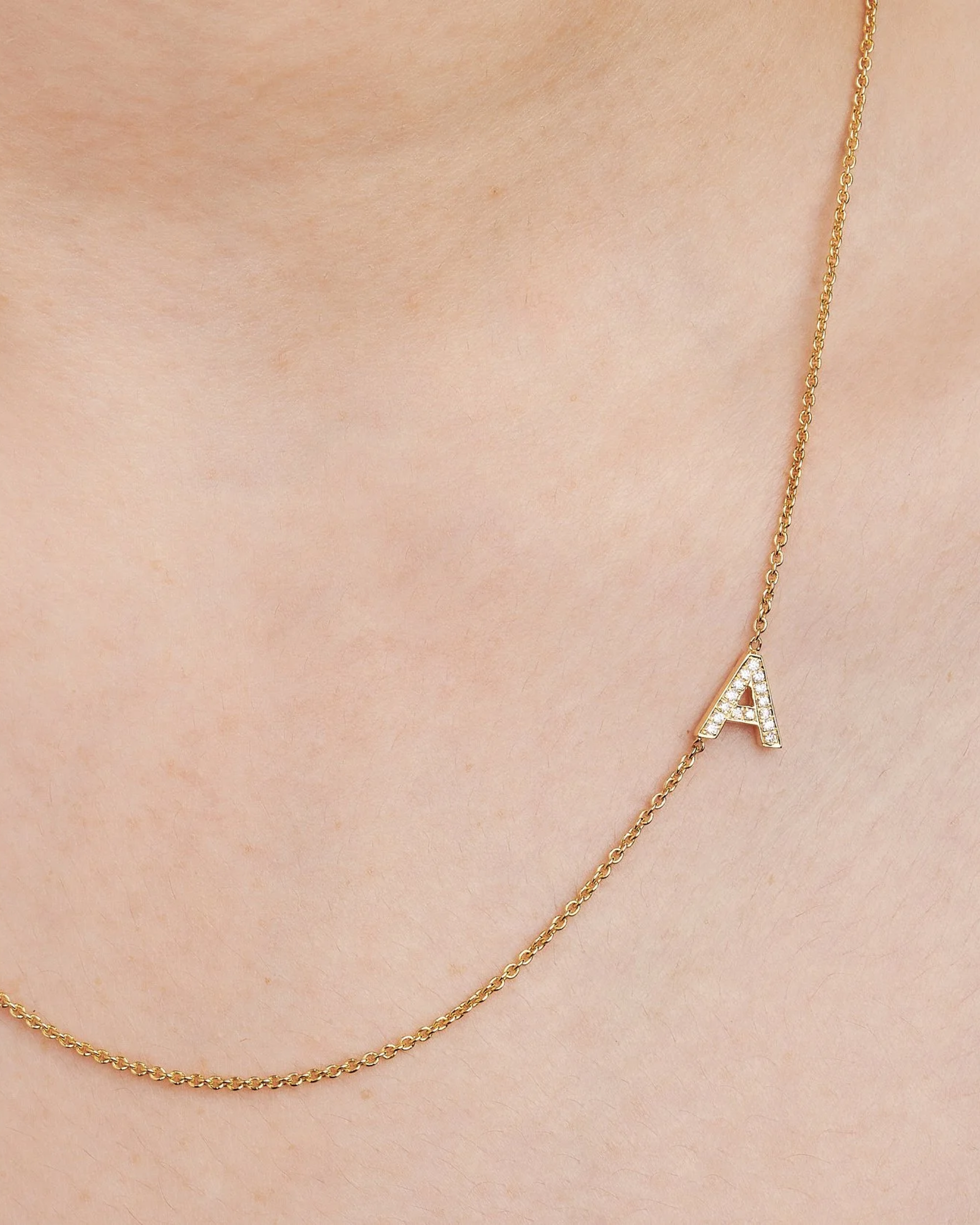 Sideways Diamond Pavé Initial Necklace