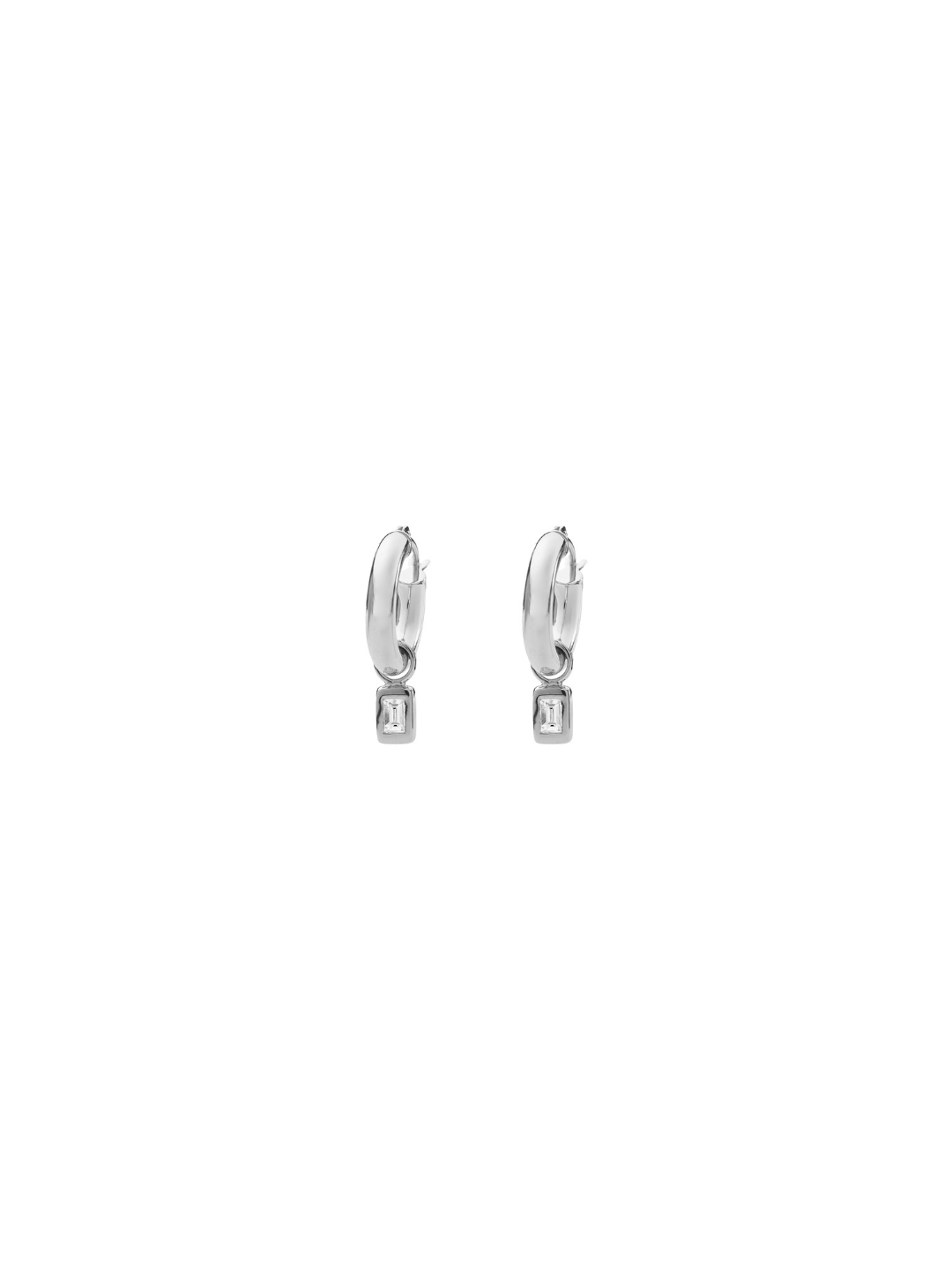 Bezel Set Baguette Hoop Earrings
