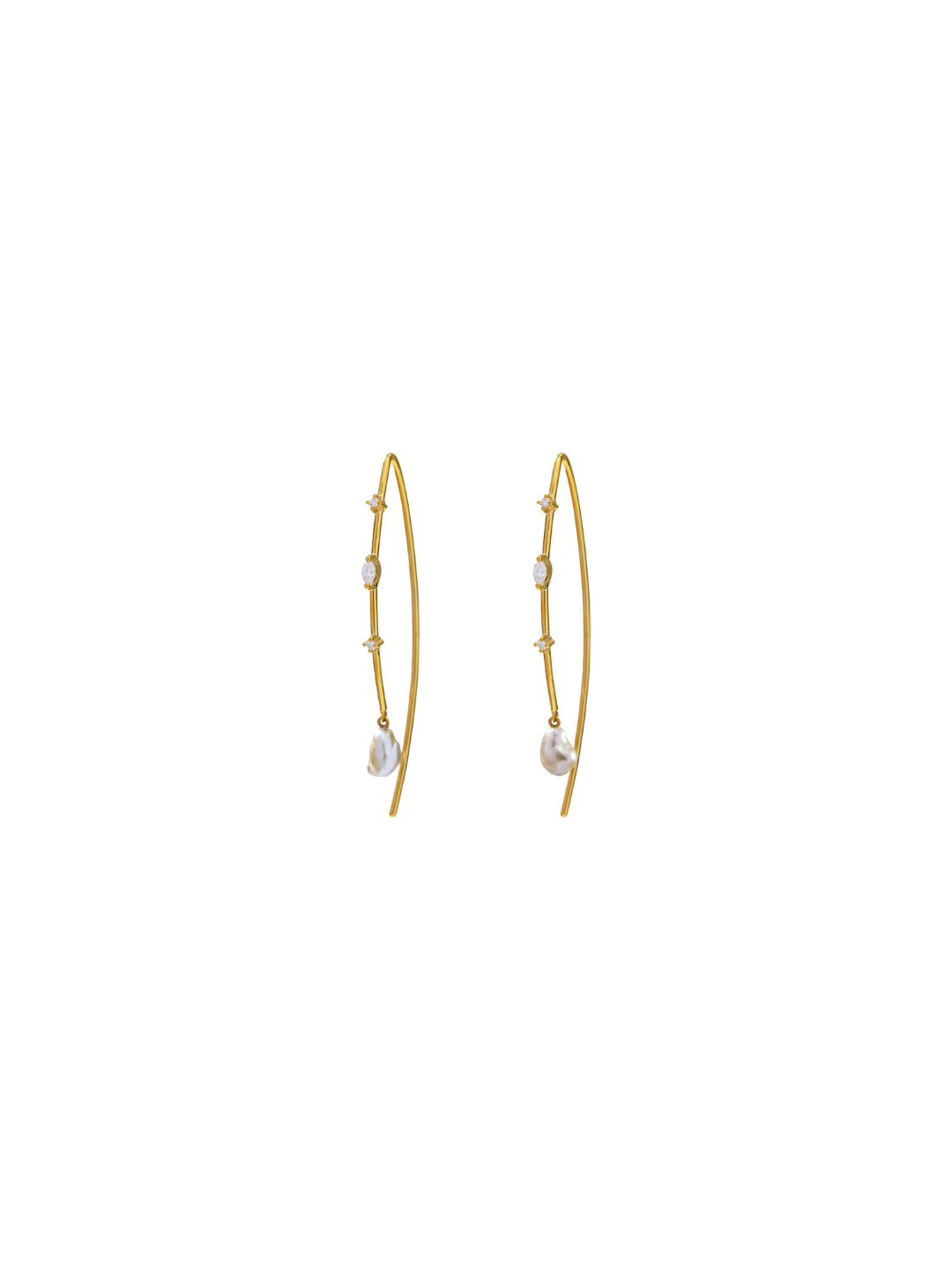 Diamond & Keshi Pearl Hook Earrings