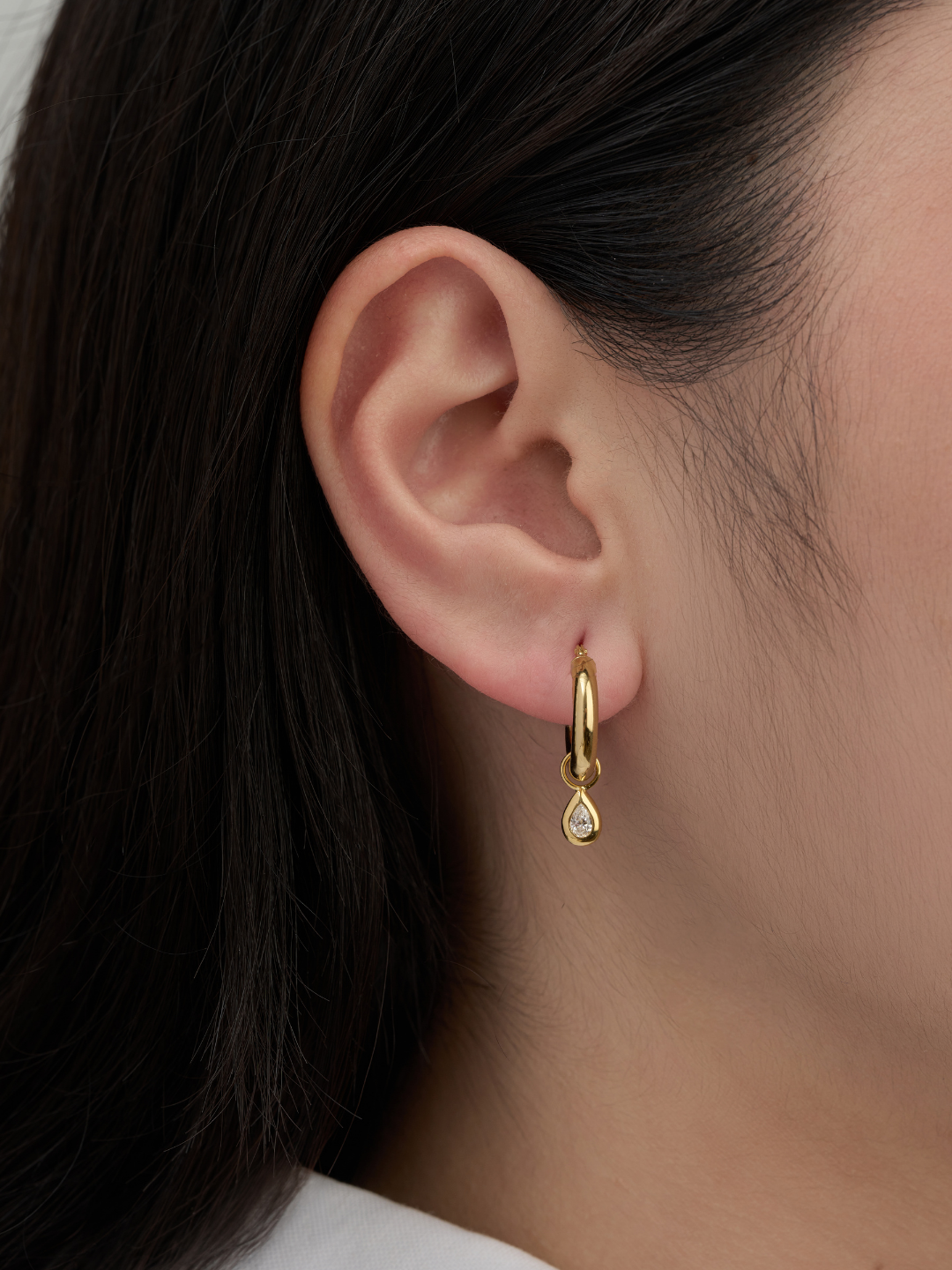 Bezel Set Pear Hoop Earrings
