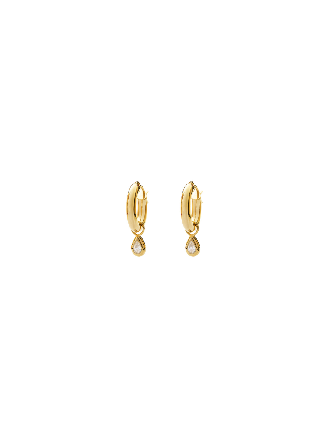 Bezel Set Pear Hoop Earrings