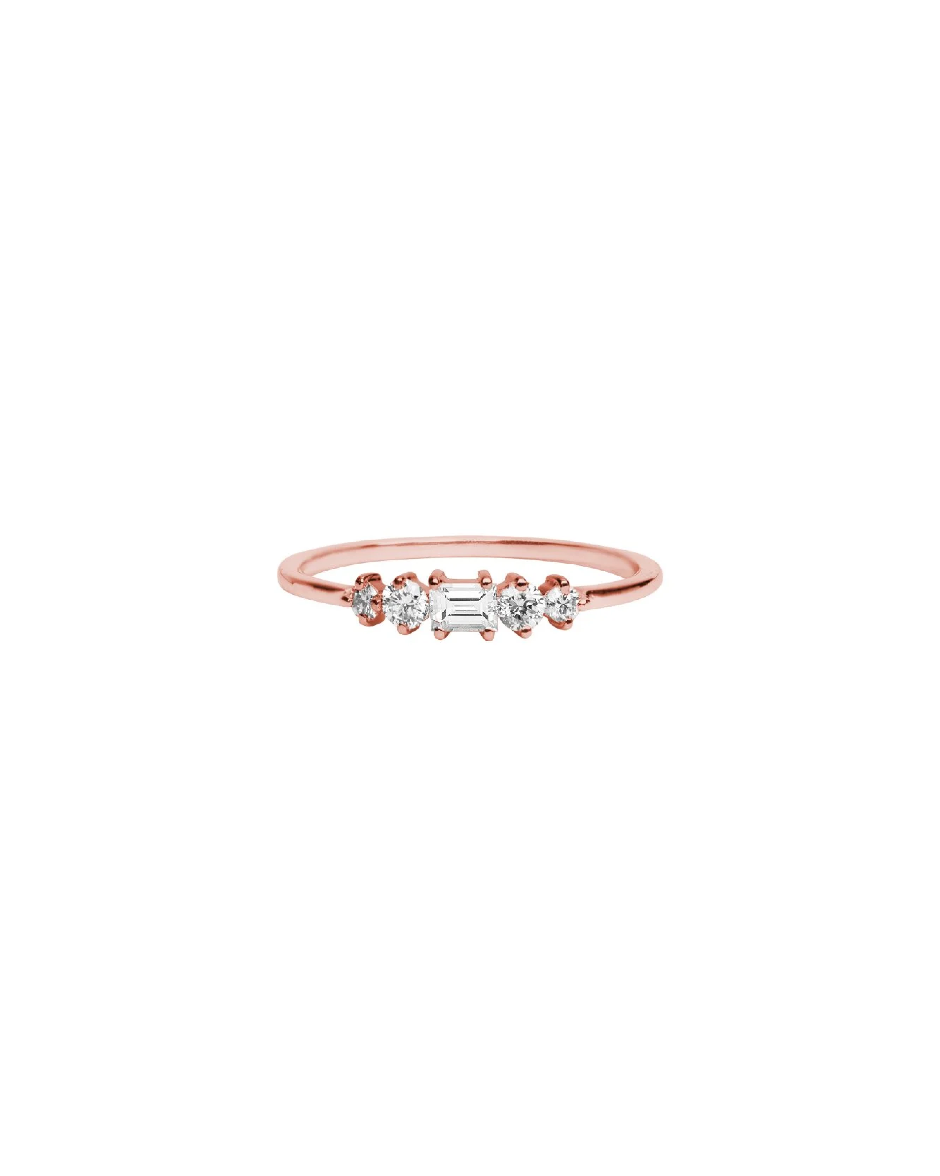 Baguette and Round Diamond Wire Ring