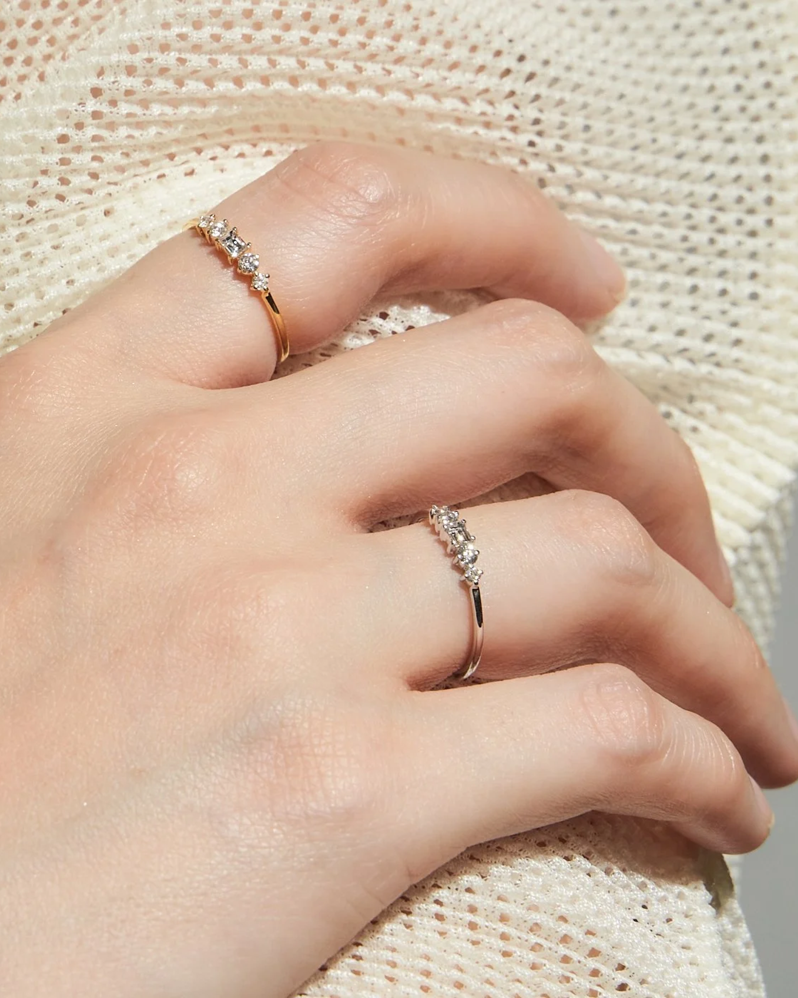 Baguette and Round Diamond Wire Ring