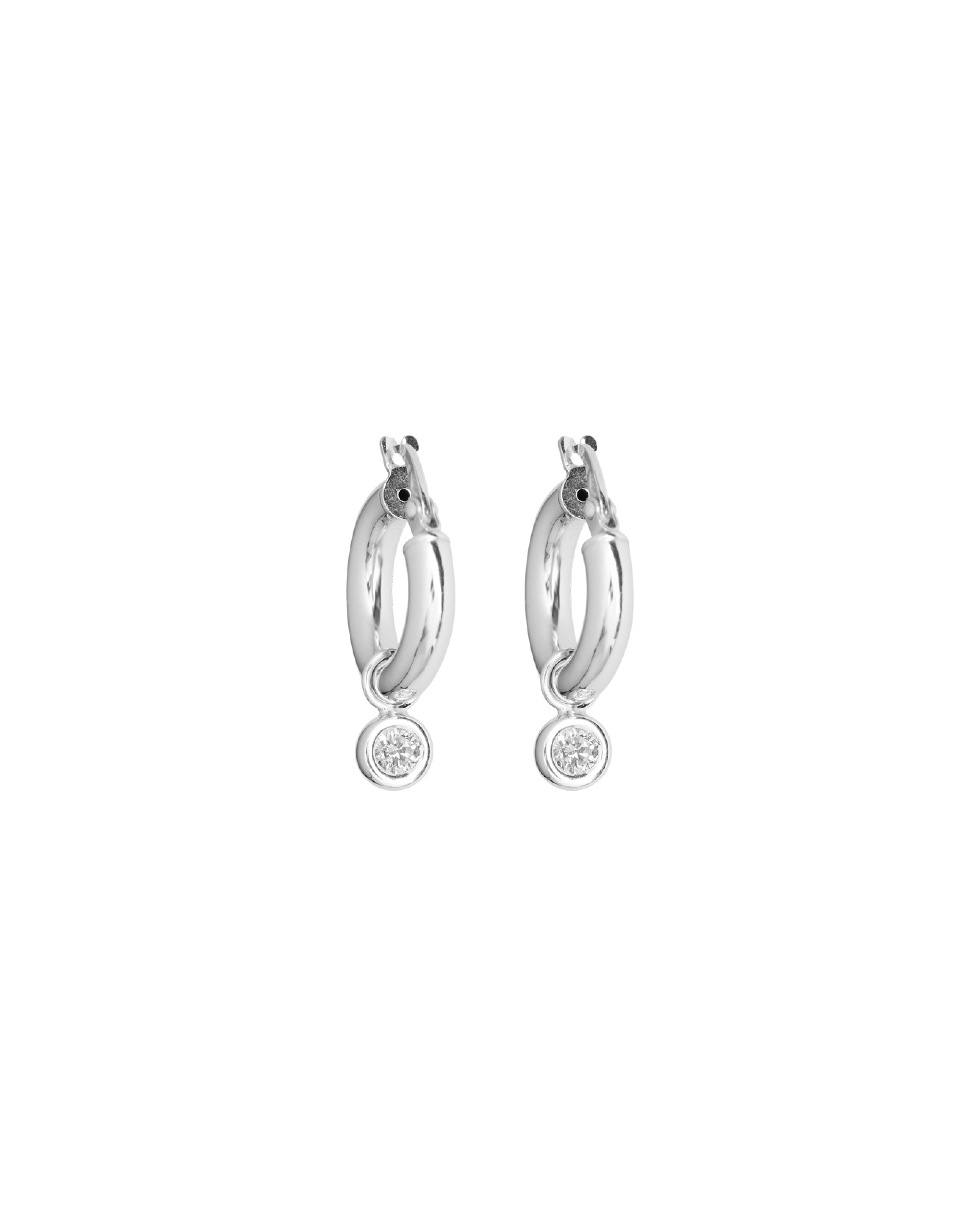 Bezel Set Diamond Hoop Earrings