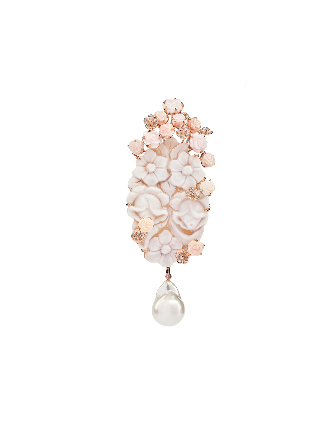 Cameo Floral Pearl Brooch