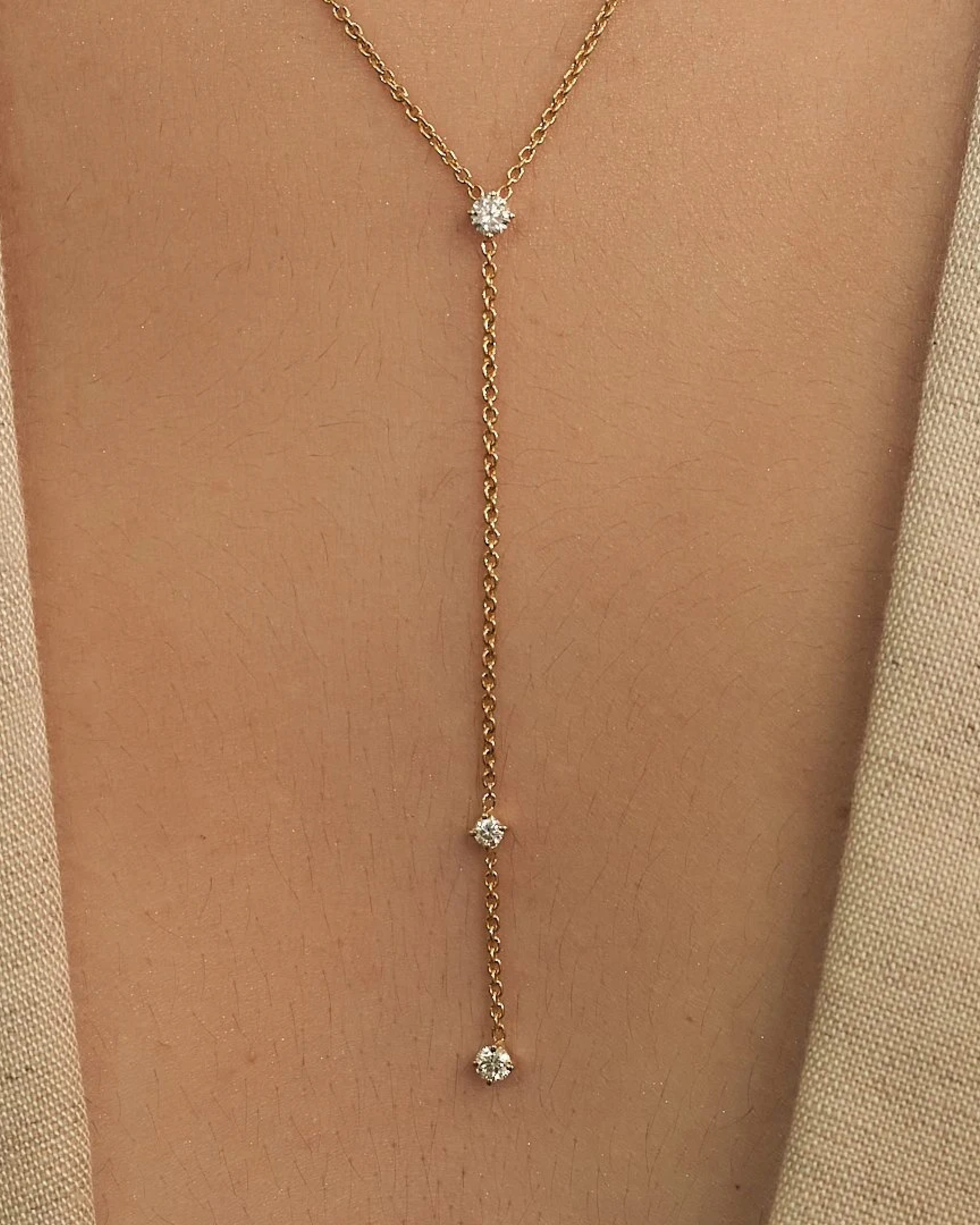 Diamond Drop Lariat Necklace