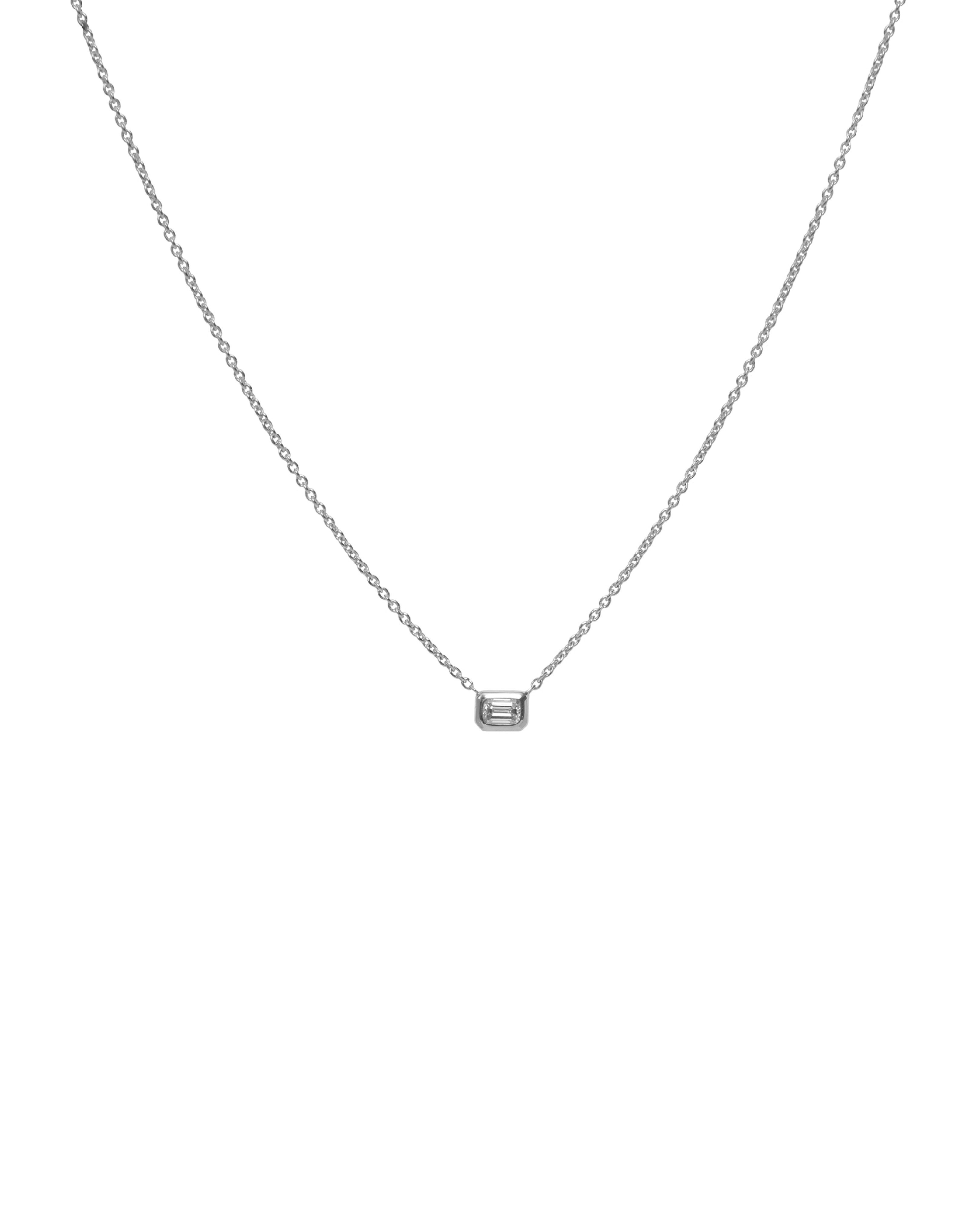 Emerald Cut Diamond Bezel Set Solitaire Necklace