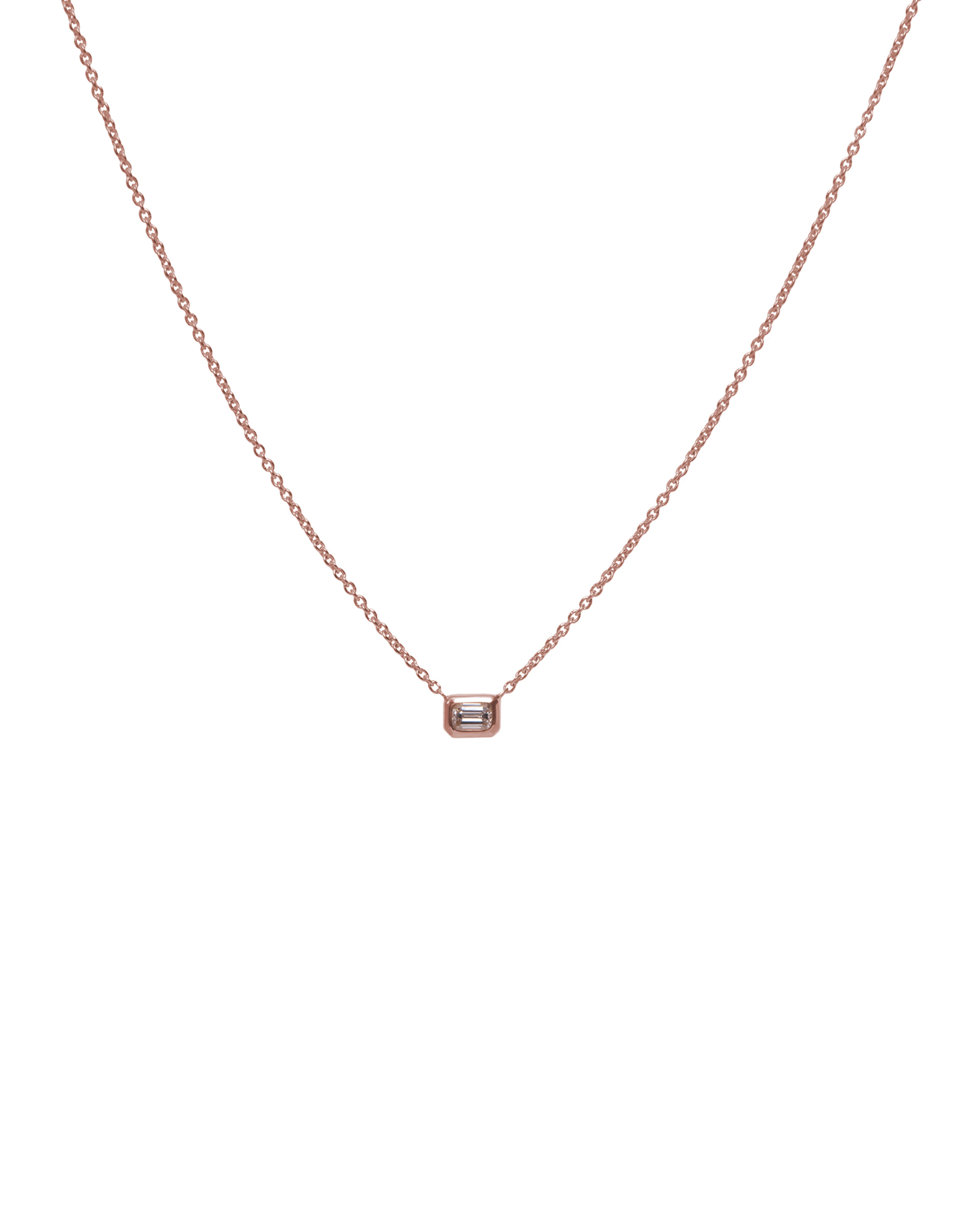 Emerald Cut Diamond Bezel Set Solitaire Necklace