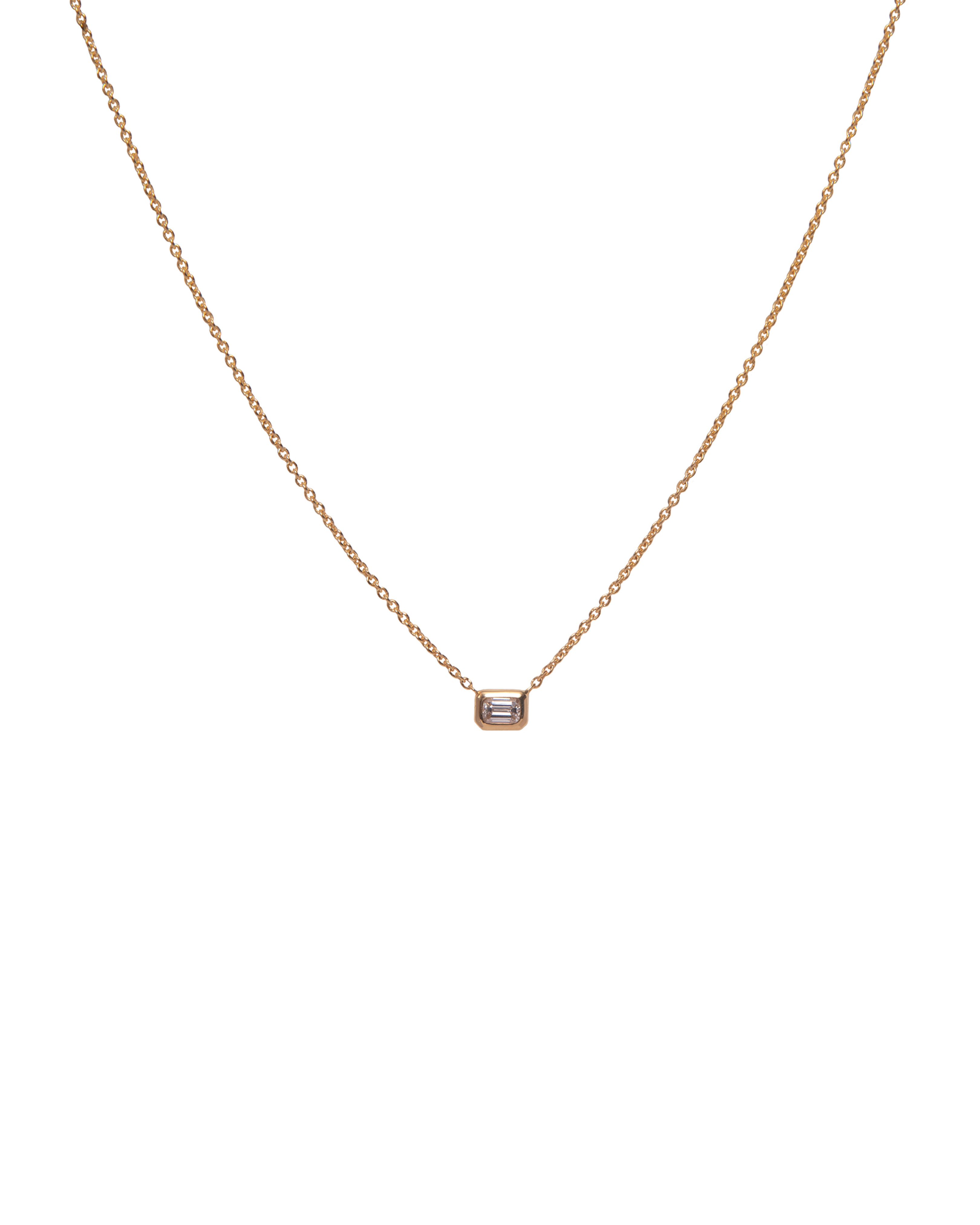 Emerald Cut Diamond Bezel Set Solitaire Necklace
