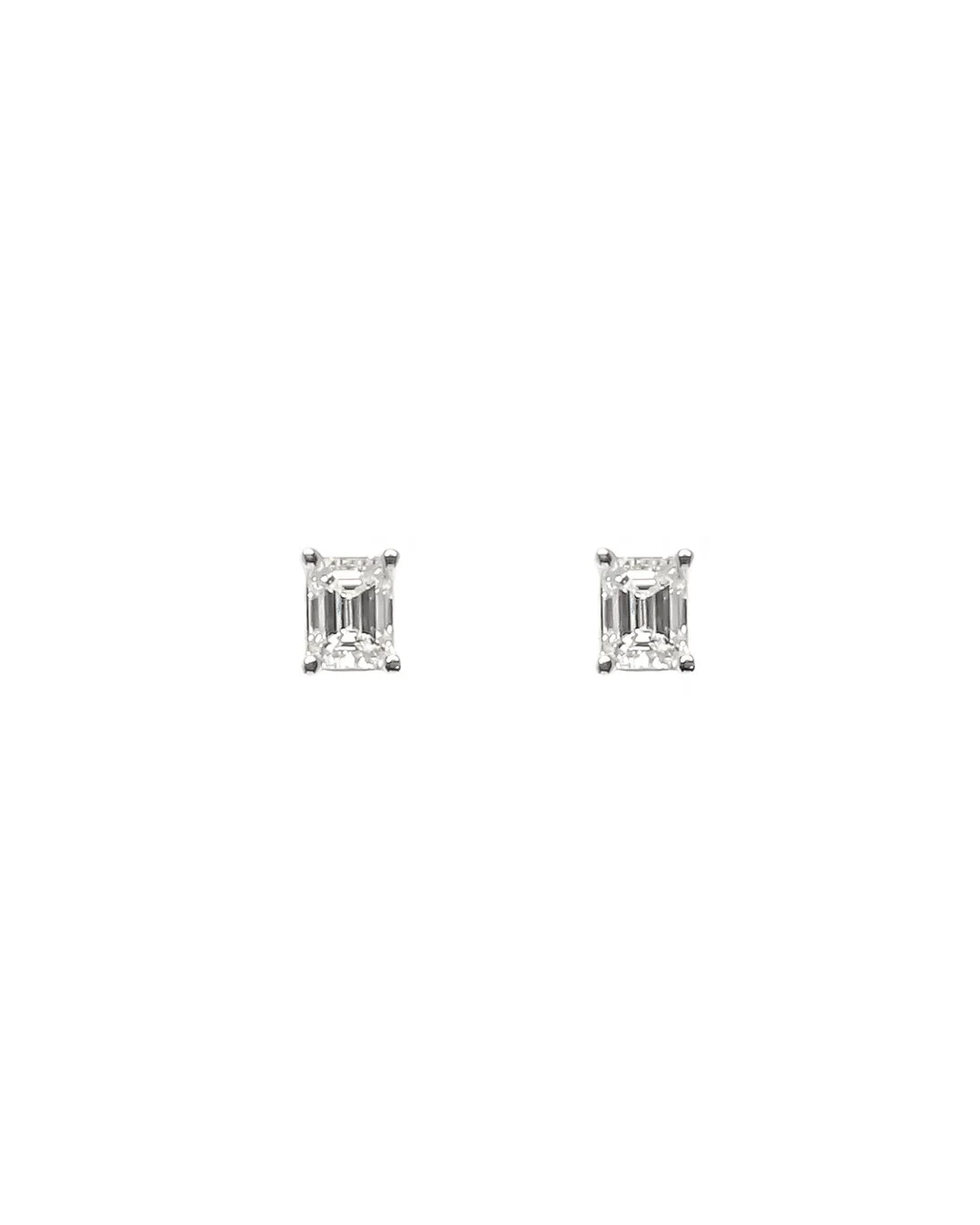 Emerald Cut Diamond Prong Set Earrings