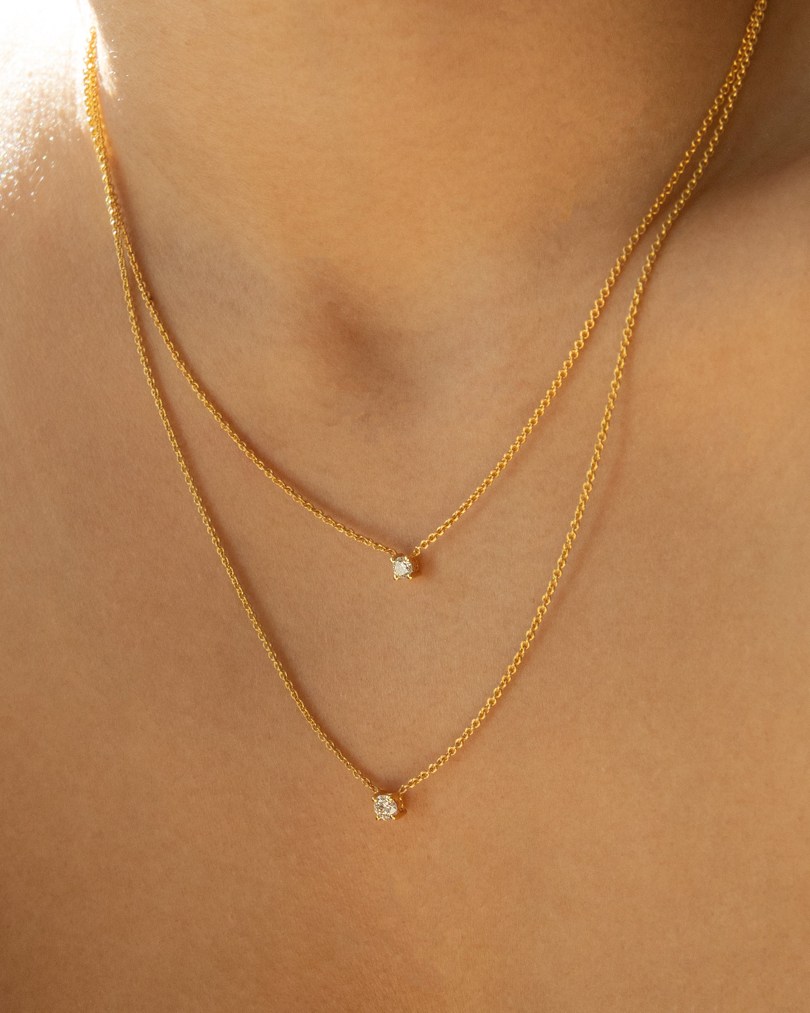 Round Diamond Prong Set Solitaire Necklace