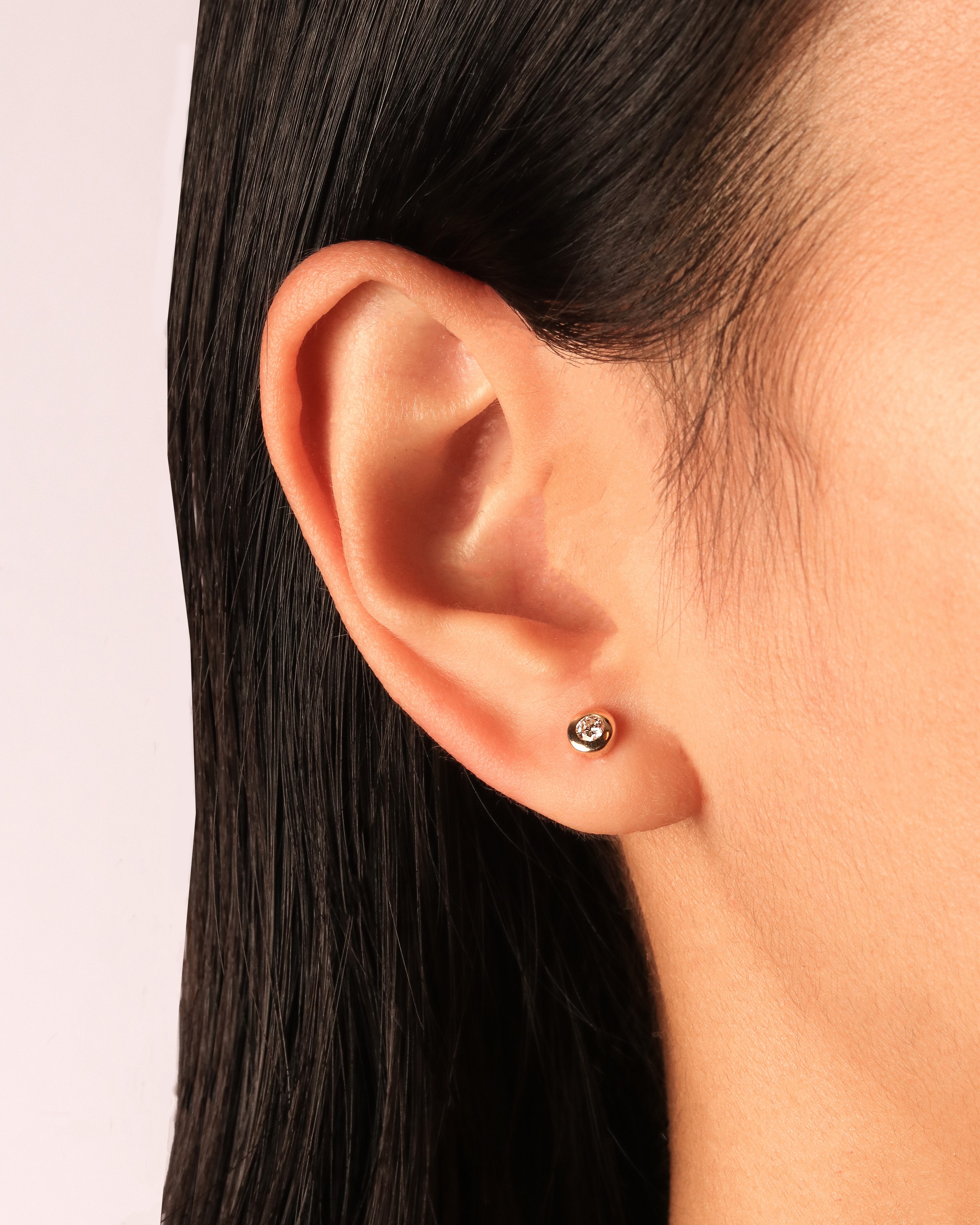 Round Diamond Bezel Set Earrings