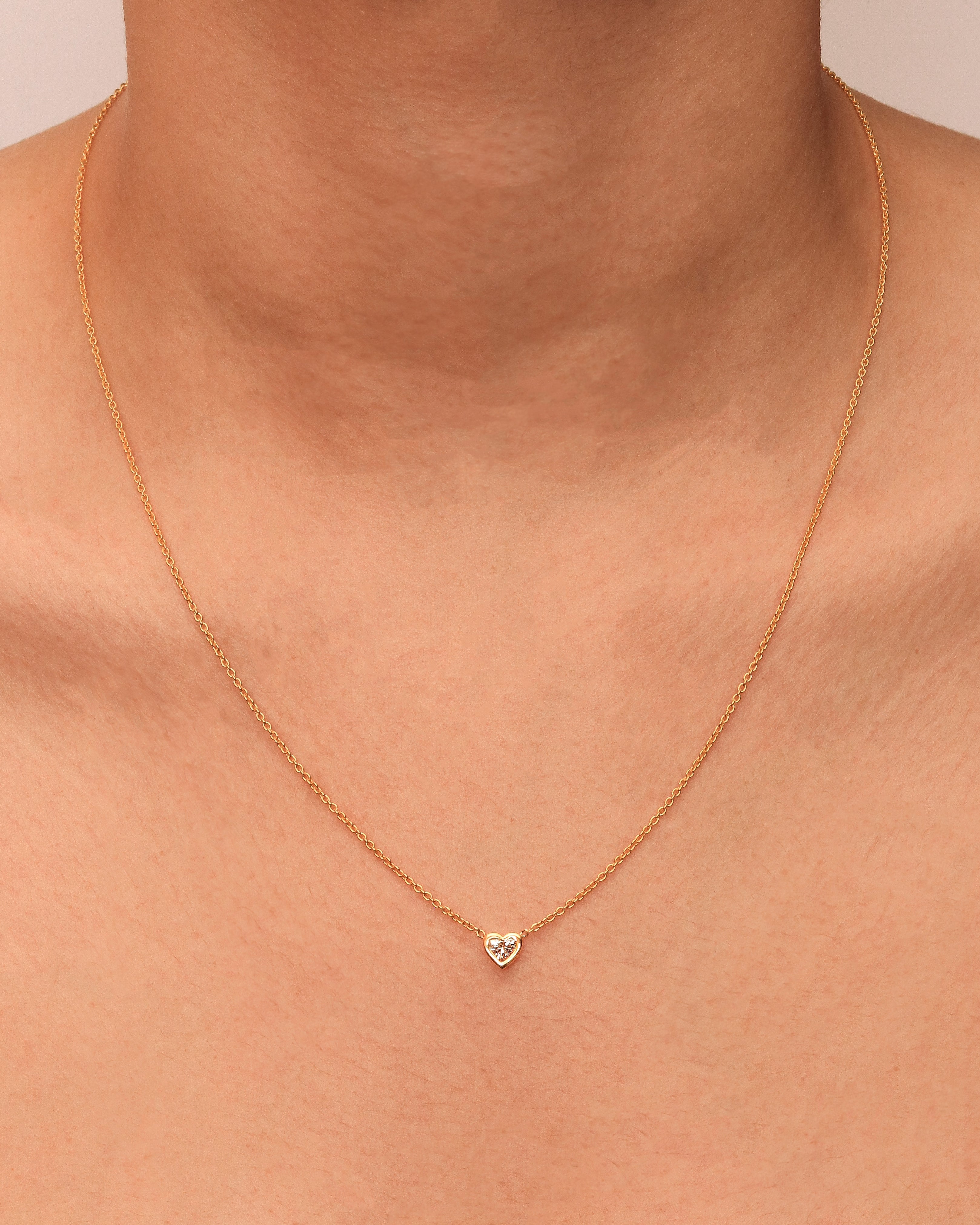 Heartshaped Diamond Bezel Set Solitaire Necklace