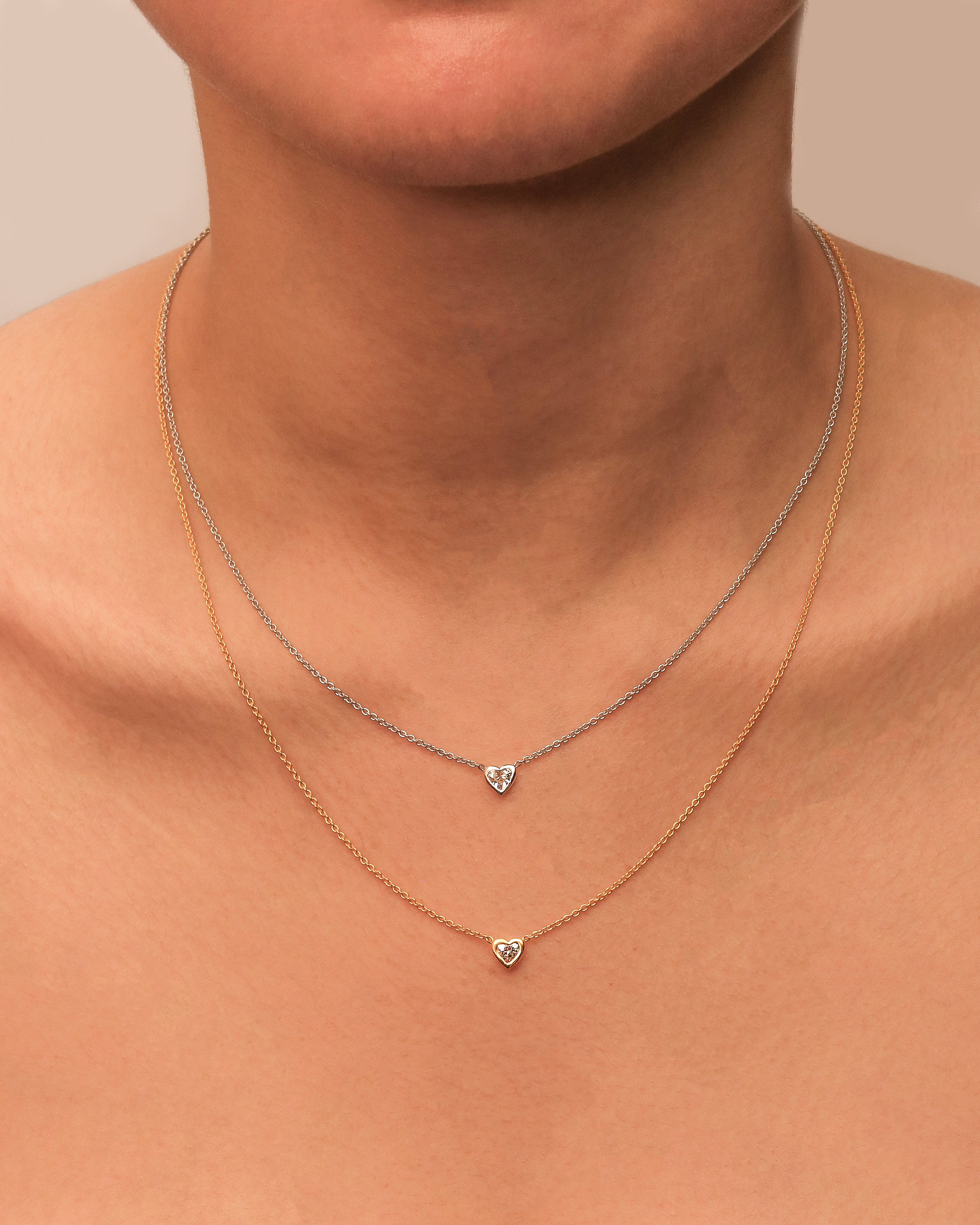 Heartshaped Diamond Bezel Set Solitaire Necklace