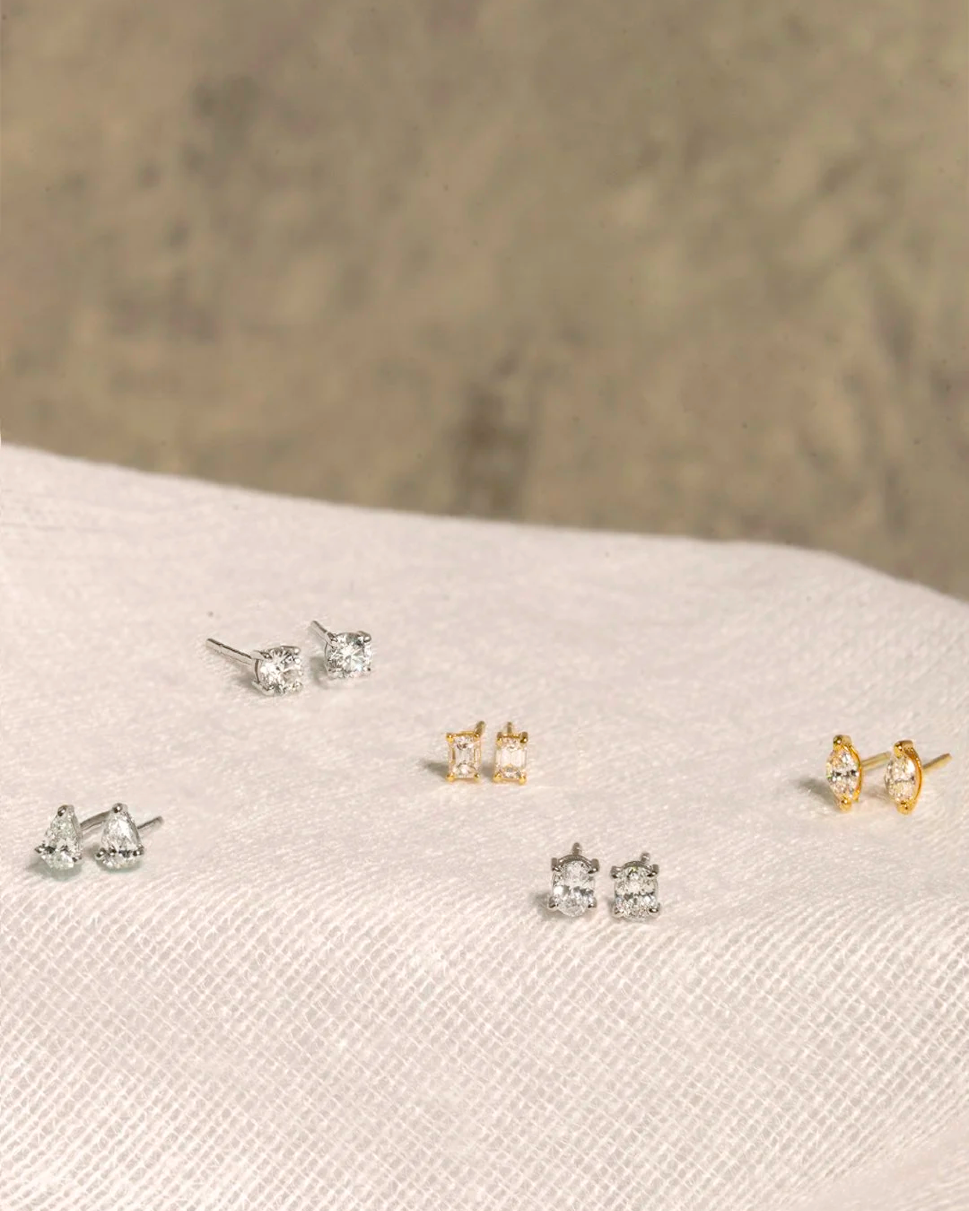 Marquise Diamond Prong Set Solitaire Earrings