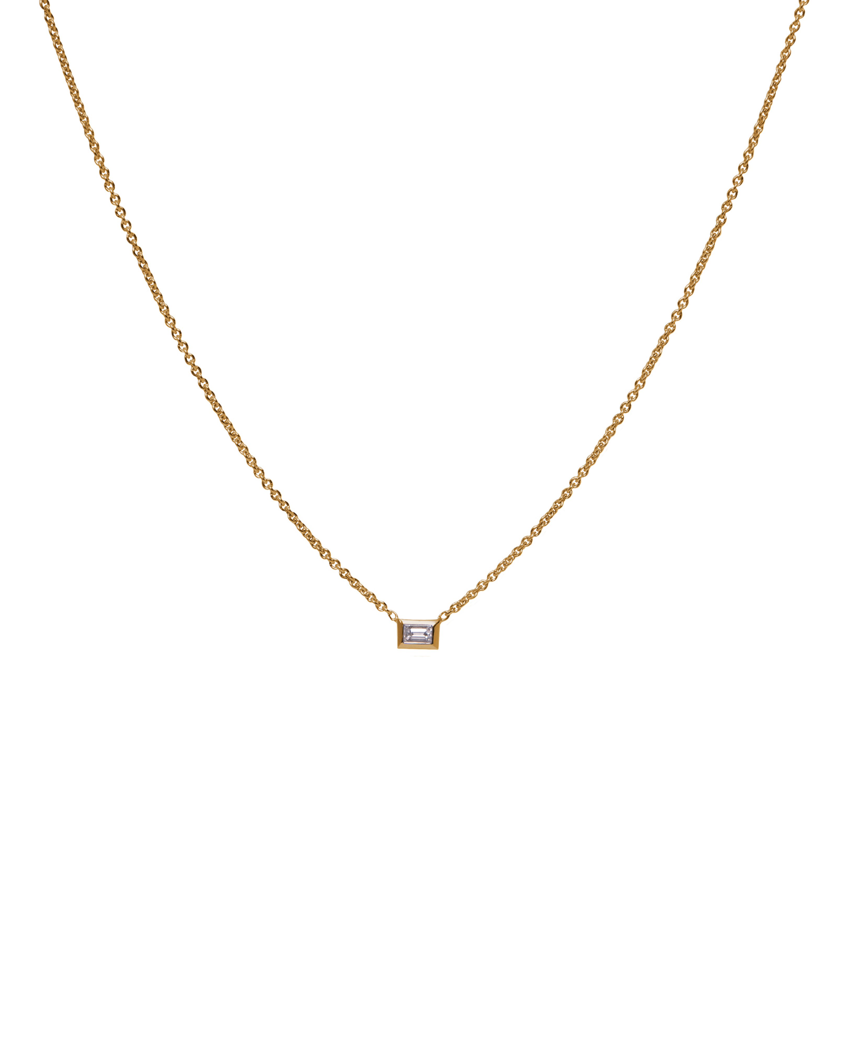 Baguette Diamond Bezel Set Solitaire Necklace