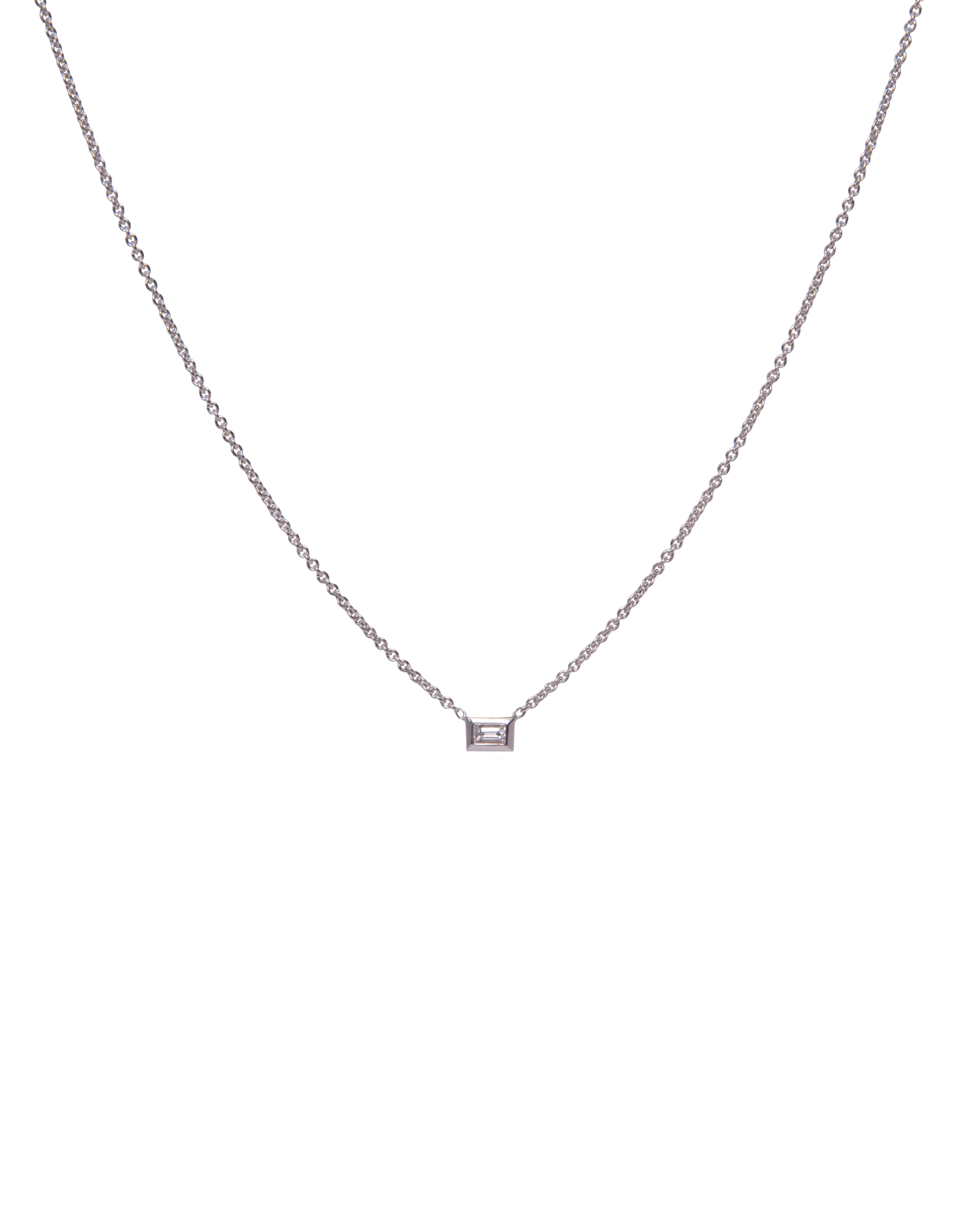 Baguette Diamond Bezel Set Solitaire Necklace