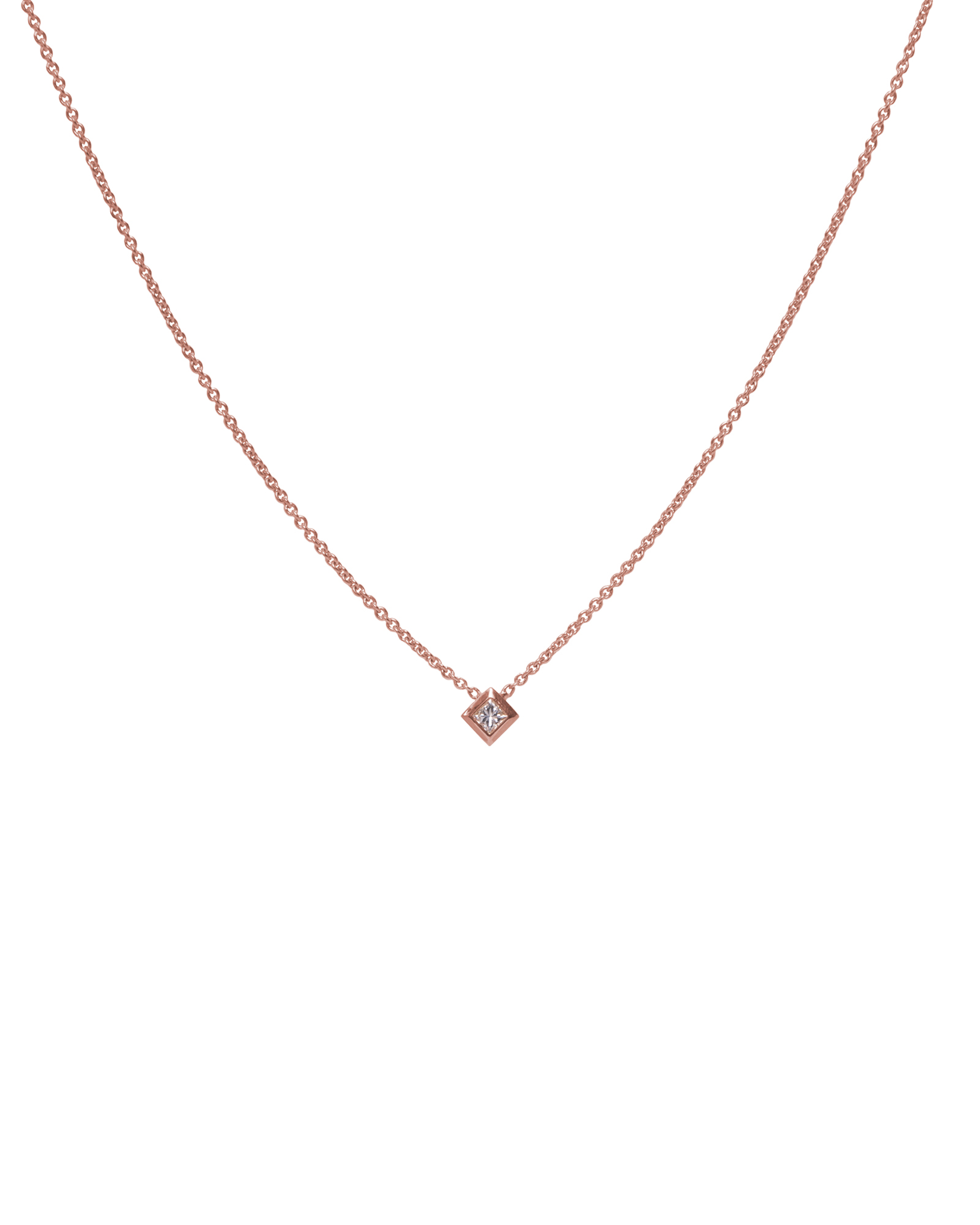 Princess Cut Diamond Bezel Set Solitaire Necklace