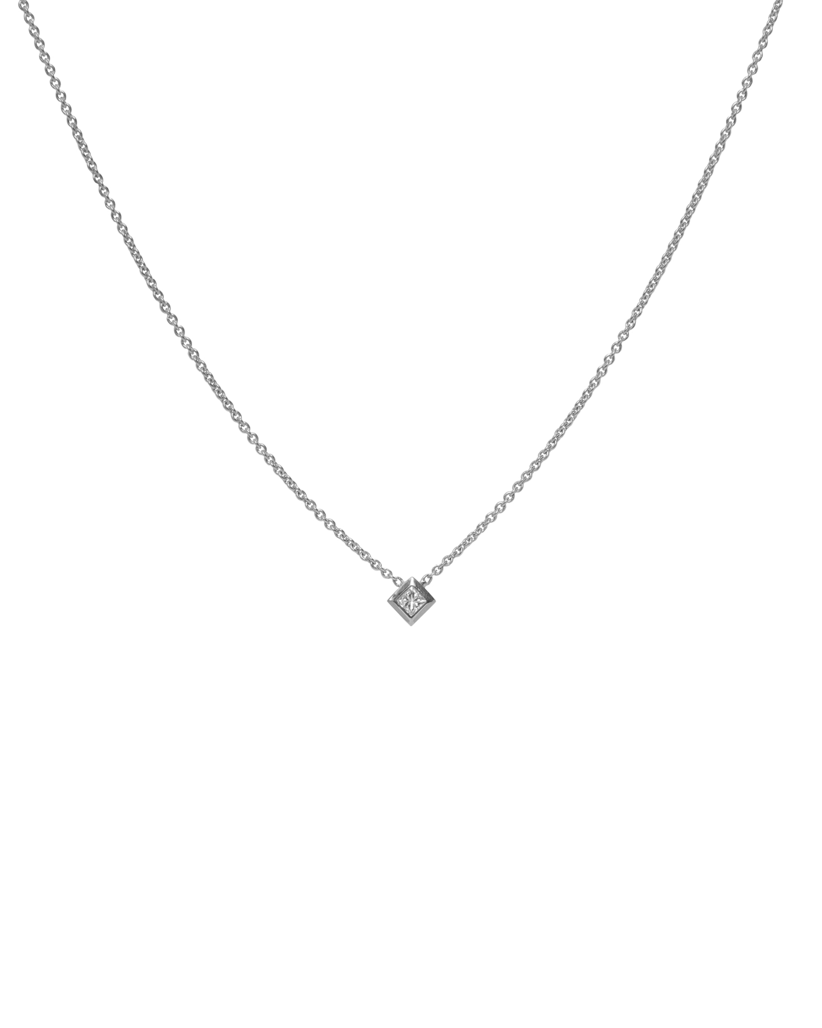 Princess Cut Diamond Bezel Set Solitaire Necklace