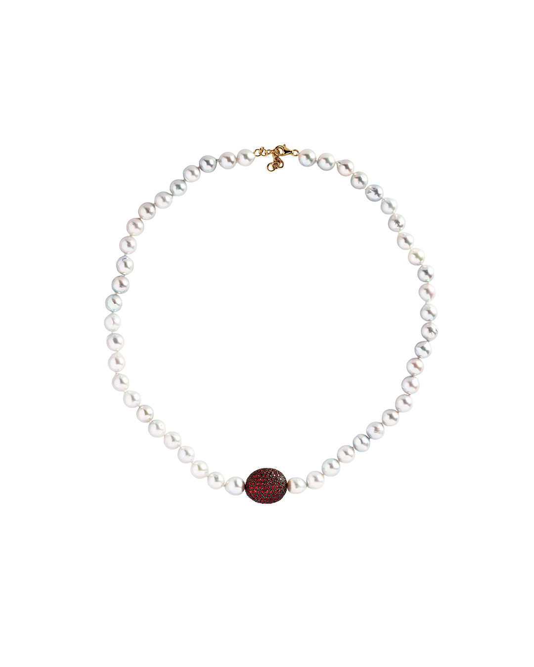 Gray South Sea Pearl Necklace with Orange Pave Rondel