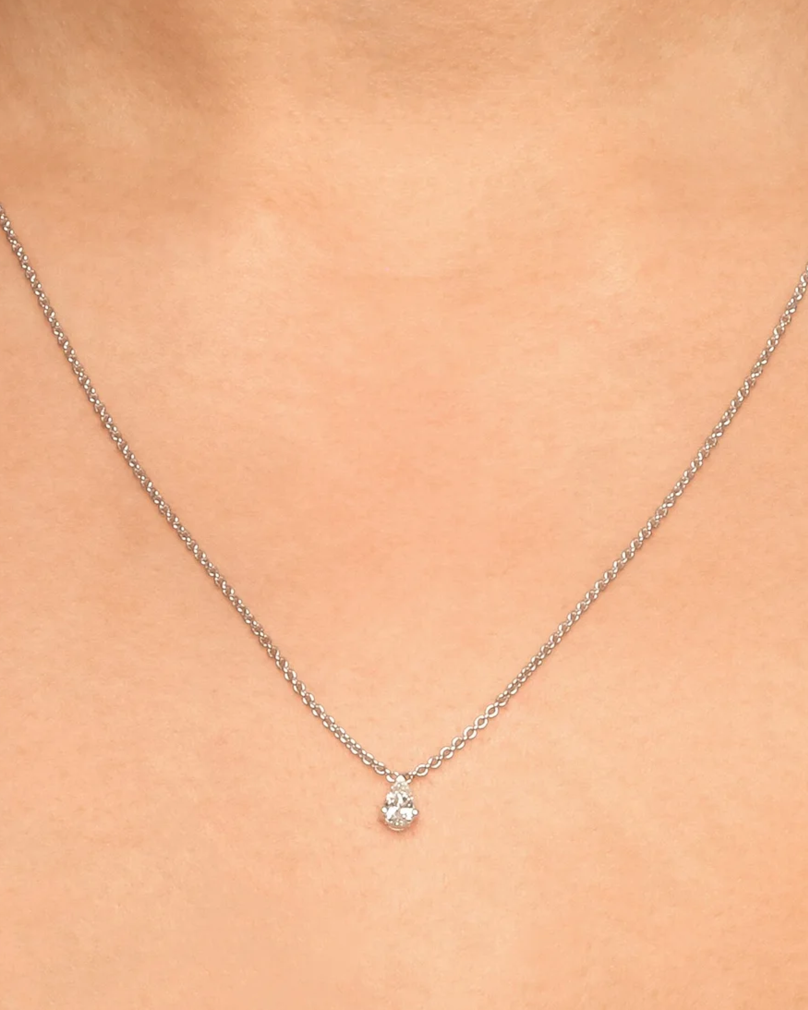 Pearshaped Diamond Prong Set Solitaire Necklace