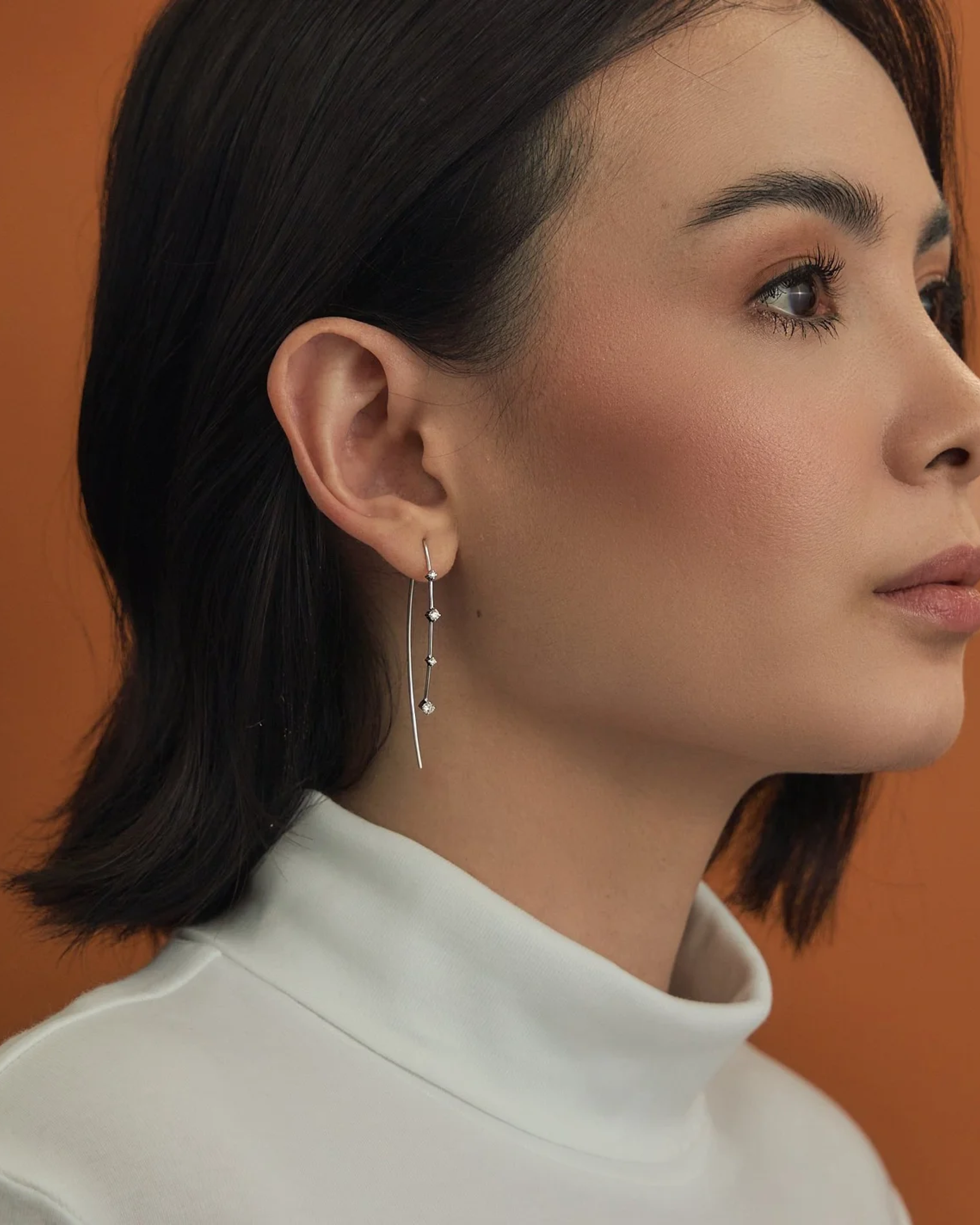 Prong Set Diamond Hook Earrings