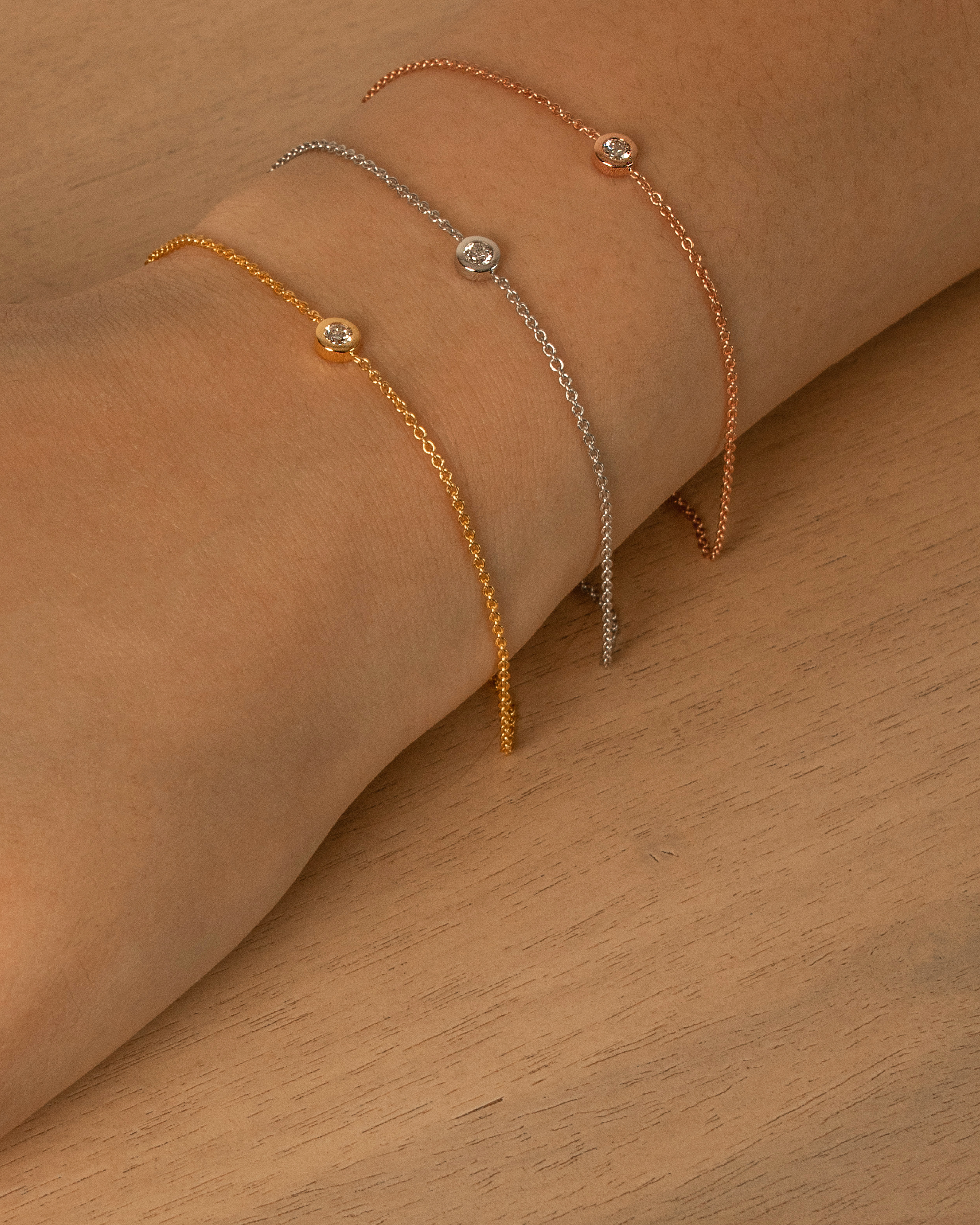Round Diamond Bezel Set Solitaire Bracelet